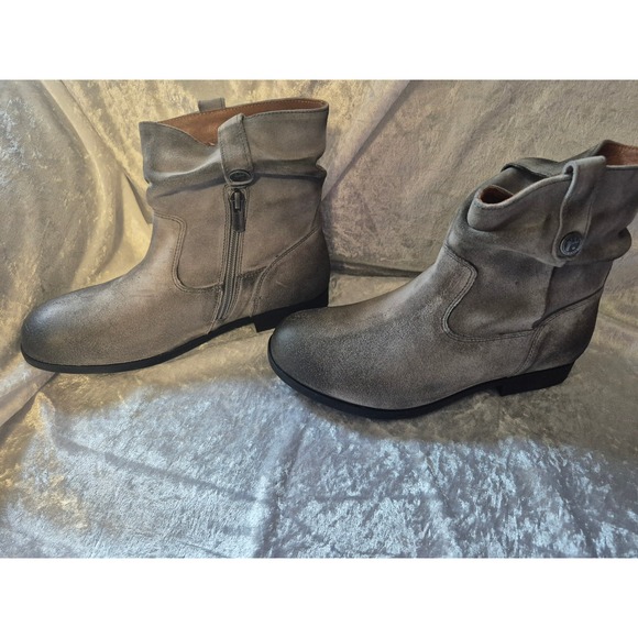 Birkenstock Shoes - Birkenstock Women's Samina Boot, Gray Suede Leather Ankle Booties